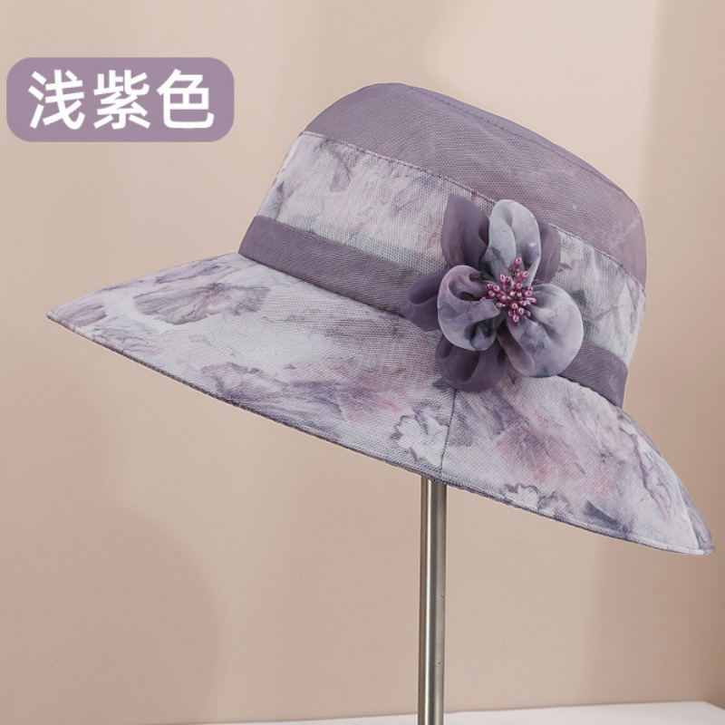 夏季大檐遮阳帽女士妈妈太阳帽春夏天薄款奶奶防晒盆帽中老年人帽