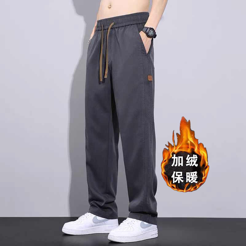 男士秋冬加绒耐磨工装直筒裤