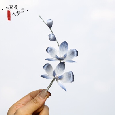 非遗绒花手工胸针蝴蝶兰渐变别针