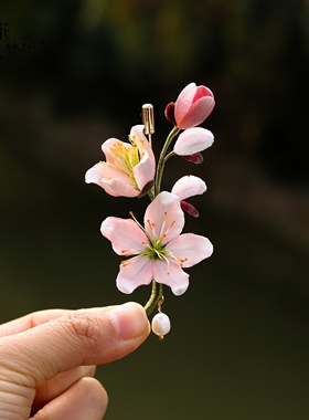 繁花入梦纯手工非遗绒花胸针粉色花朵珍珠胸花外套大衣别针礼物