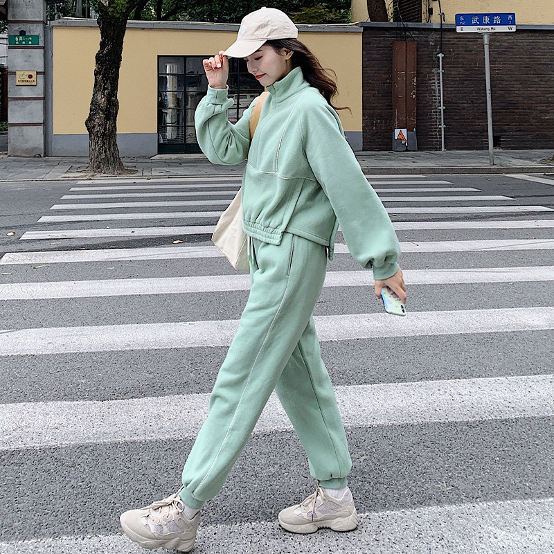 大货现货！2022秋季新款女装薄荷绿套装盐系两件套 T51-P155控218图片