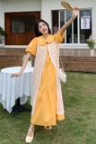 【新款】度假风甜美黄色多巴胺两件套装裙6037-P155控228，女装套装/套裙，依依服饰