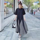 大货现货！2022显瘦T恤拼接冰丝系列连衣裙808-P105控158，女装连衣裙，依依服饰