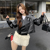 新品现货！小个子甜酷风机车皮衣B001-8611-P145控238，女装皮衣，依依服饰