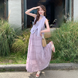 新品！法式飘带小香风花边裙两件套2C521-8719-P175控288，女装套装/套裙，依依服饰