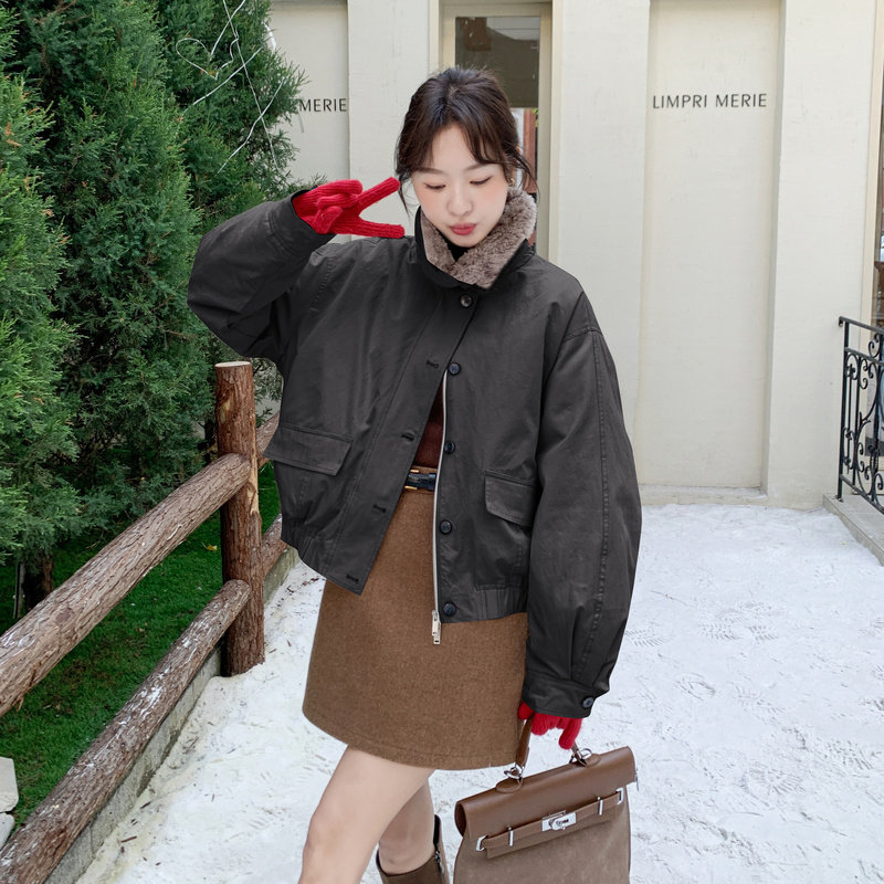 【新品现货】羊羔毛领派克90新标羽绒服B001-M212-P355控498,女装羽绒服,依依服饰