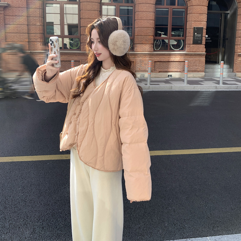 新品现货！韩系花朵盘扣羽绒服M180-P225控338,商品下架区,依依服饰