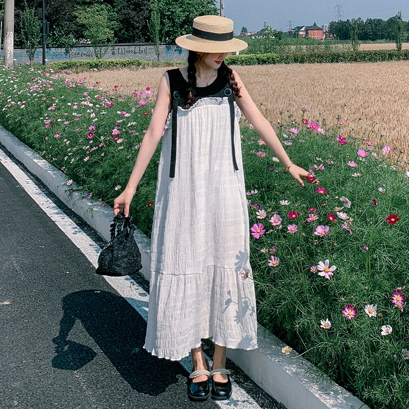 现货！设计感提花假两件背带长裙2252-P115控168有买家秀，女装连衣裙，依依服饰