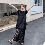 【现货】独特减龄T恤蕾丝拼接背带裙俩件套001-8037P145控208，女装连衣裙，依依服饰