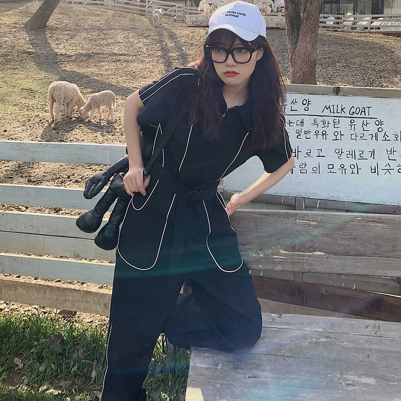 图大货！新增短袖款三色荧光条连体裤803-P105控158,女装休闲裤,依依服饰