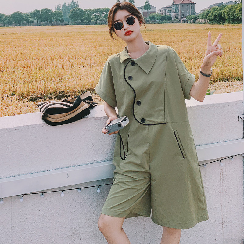 现货！高级设计感复古撞色连体短裤2259-P95控148有买家秀，女装休闲裤，依依服饰