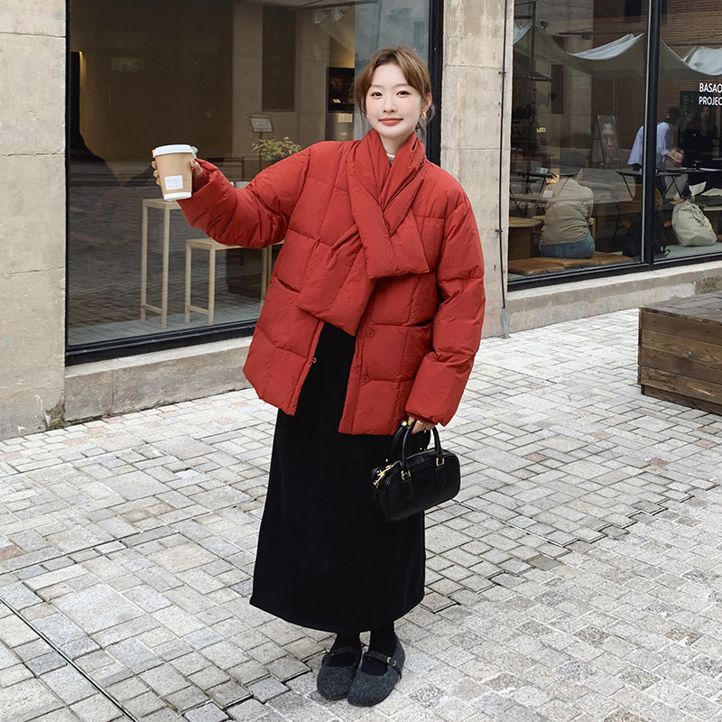 重要场合红色短款羽绒服女冬季新款超火好看高级小众加厚保暖外套,女装羽绒服,依依服饰