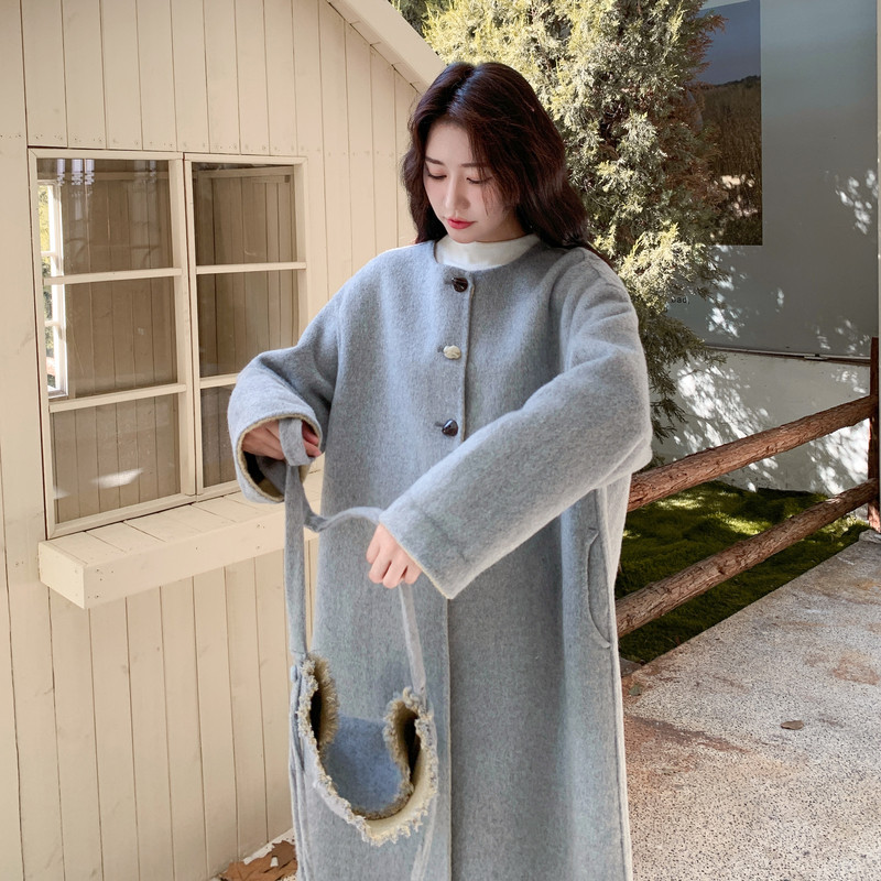 【现货】拼色70毛双面羊绒大衣8512-P290-控428,女装毛呢外套,依依服饰