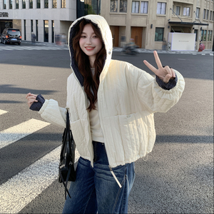 【现货】格子拼接连帽棉服 B001-M185-P165 控248图片