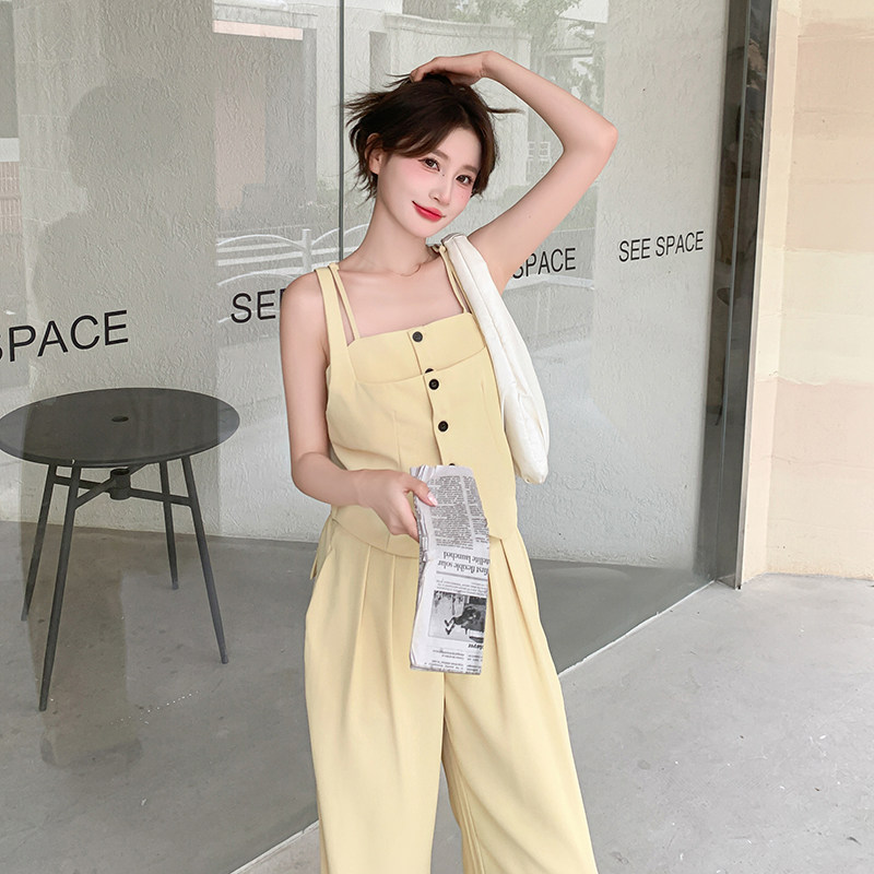 【新款】设计感显瘦吊带假两件西装套装6039-P135控198,女装套装/套裙,依依服饰