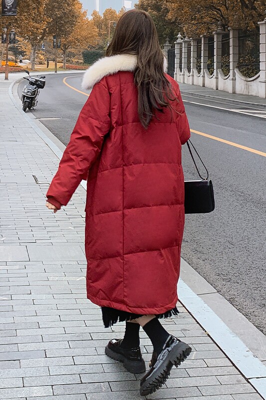 【图】现货！新年圣诞红中长款羽绒服M85-P235控358,女装羽绒服,依依服饰