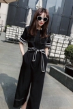 继续（现货）夏季高腰系带显瘦连体阔腿裤6616-P105控158，女装休闲裤，依依服饰