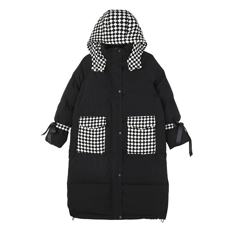 数据款现货！背部抽绳棋盘格拼接服外套M55P185控268有,女装棉衣/棉服,依依服饰