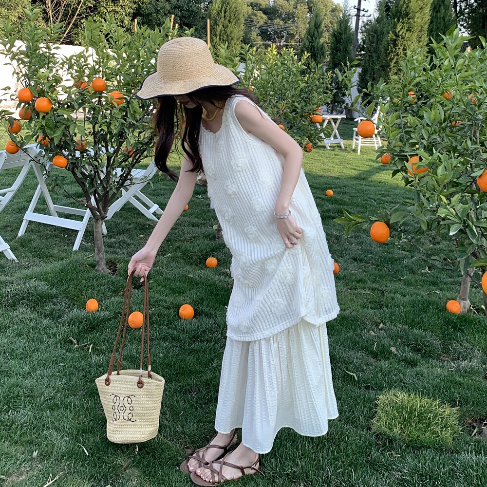 【现货】假两件蕾丝花朵甜美连衣裙001-8052-P135控198,女装连衣裙,依依服饰