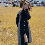 现货！设计款斜纹拼接夹棉呢大衣2288-P180控268有买家秀，女装毛呢外套，依依服饰