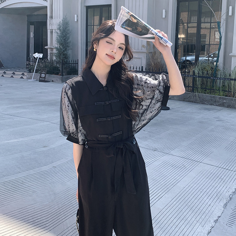 新中式女装国风连体裤女夏2025年新款气质减龄高级感连身衣裤,女装连体裤,依依服饰