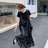 【现货】独特减龄T恤蕾丝拼接背带裙俩件套001-8037P145控208，女装连衣裙，依依服饰