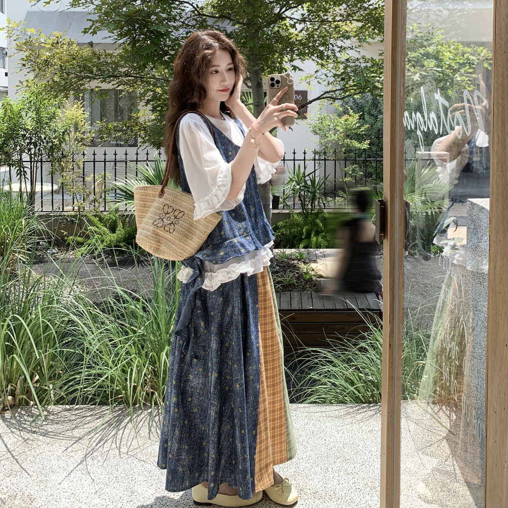 数据款现货！多巴胺民族风T恤+背心+半身裙三件套8058P185控278，女装套装/套裙，依依服饰