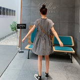 黑白格子连衣裙女夏2025超好看小众不撞款休闲宽松森系娃娃短裙子，女装连衣裙，依依服饰