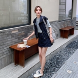 ootd穿搭休闲运动套装女夏2025超火好看减龄松弛感马甲短裙三件套，女装套装/套裙，依依服饰