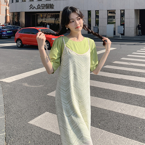 大货！法式吊带复古茶歇宽松连衣裙套装6028-P115控168图片