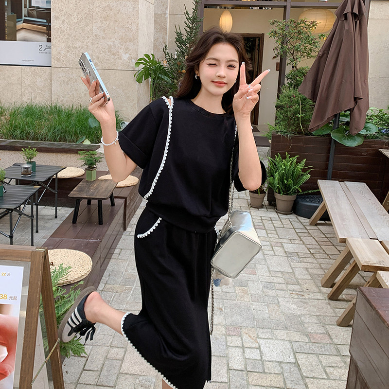 现货！贝壳绣露肩开叉半身裙套装6053-P115控168,女装套装/套裙,依依服饰