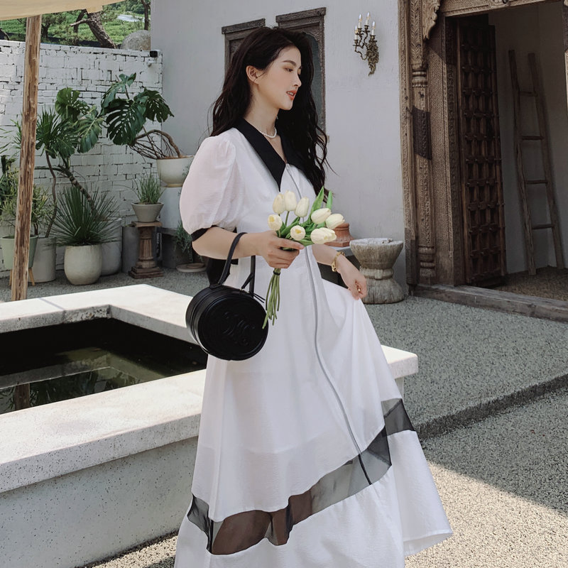 新品出货！肌理感法式后背蝴蝶结连衣裙2262P115控168有,女装连衣裙,依依服饰