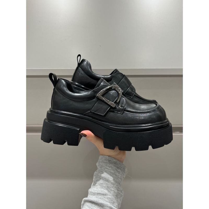 巨好看黑色乐福鞋女增高厚底轻便2025新款真皮百搭休闲女生小皮鞋