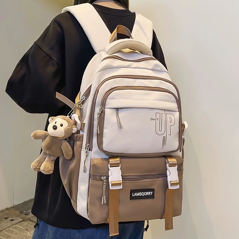日系工装复古高中学生初中生书包女韩版痛包双肩包大容量旅行背包