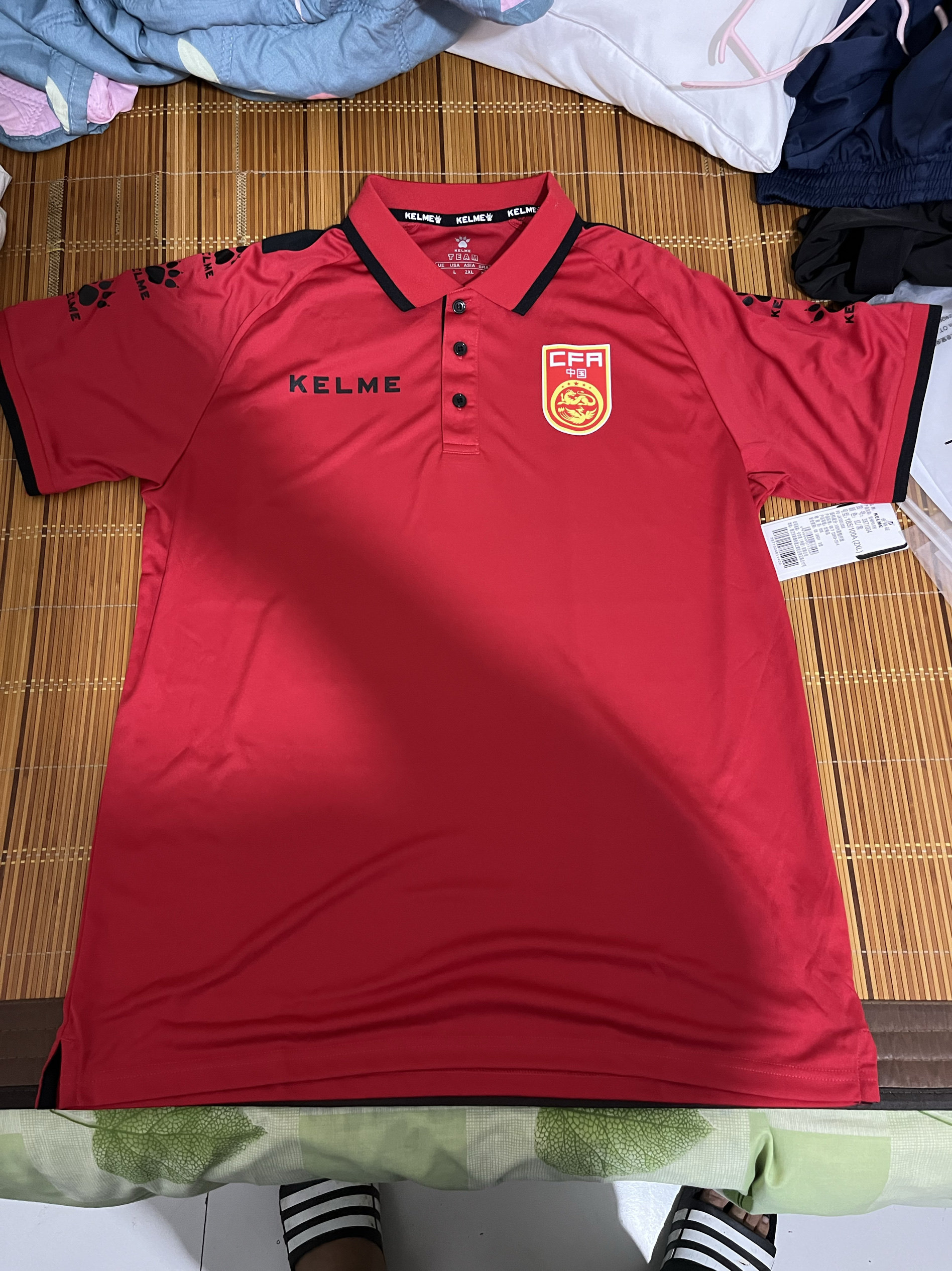 卡尔美中国队足球助威服球迷服儿童polo短袖