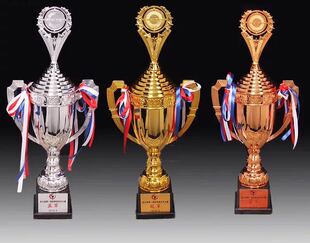 足球金银铜奖杯定制塑料奖杯镀金奖杯非金属工艺品高档冠亚军奖杯