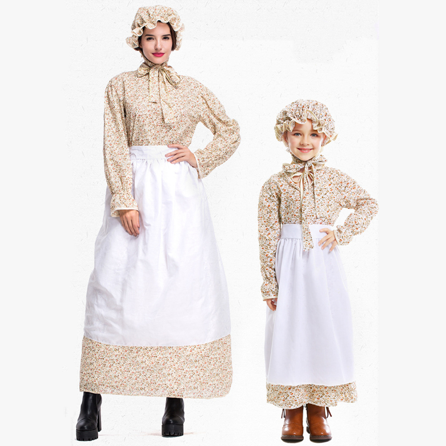 万圣节女士童话故事狼外婆胖mm加大码宽松田园农场长裙话剧表演服