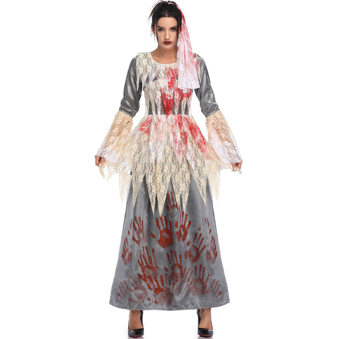 m-xl吸血鬼恶魔鬼新娘带血长裙鬼节化妆舞会表演服万圣节服装女