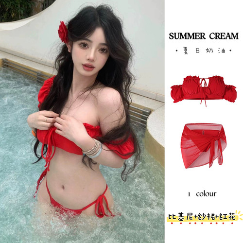 性感欧美风复古红色比基尼
