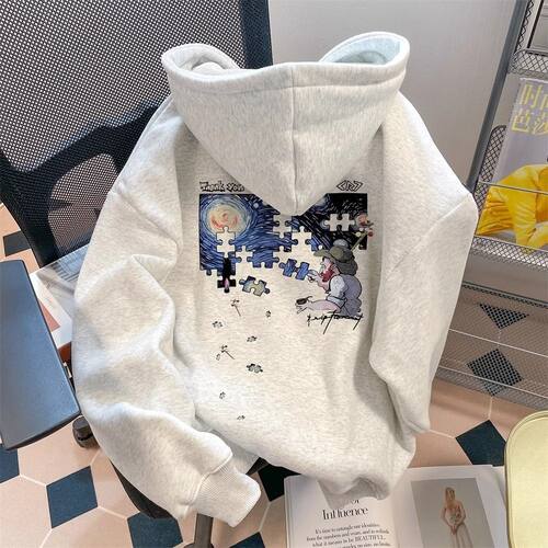 银狐绒聚群韩版宽松显瘦连帽卫衣