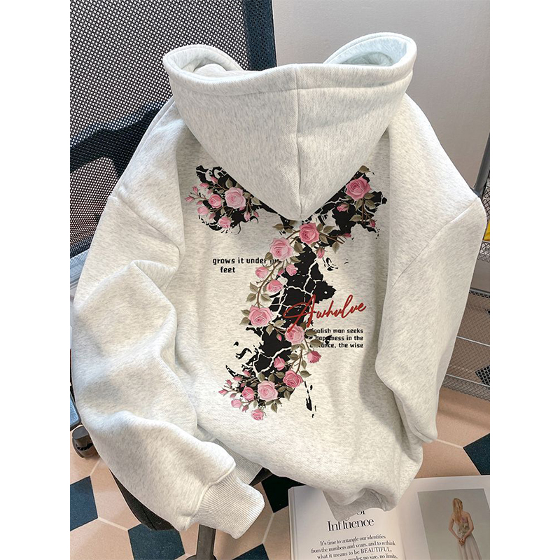 银狐绒聚群韩版宽松连帽卫衣