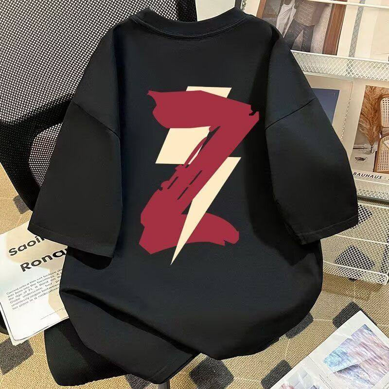 重磅纯棉港风个性闪电印花短袖T恤情侣款ins夏季潮流休闲上衣男女