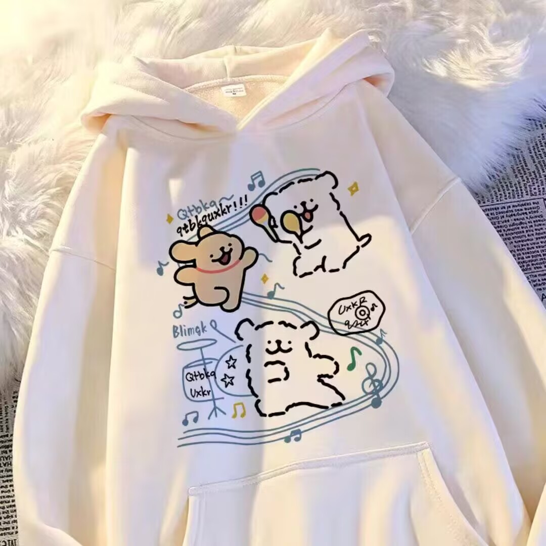 银狐绒聚群韩版宽松连帽卫衣