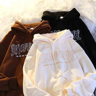 银狐绒连帽卫衣男女潮牌设计感小众宽松ins慵懒风休闲秋冬款 外套