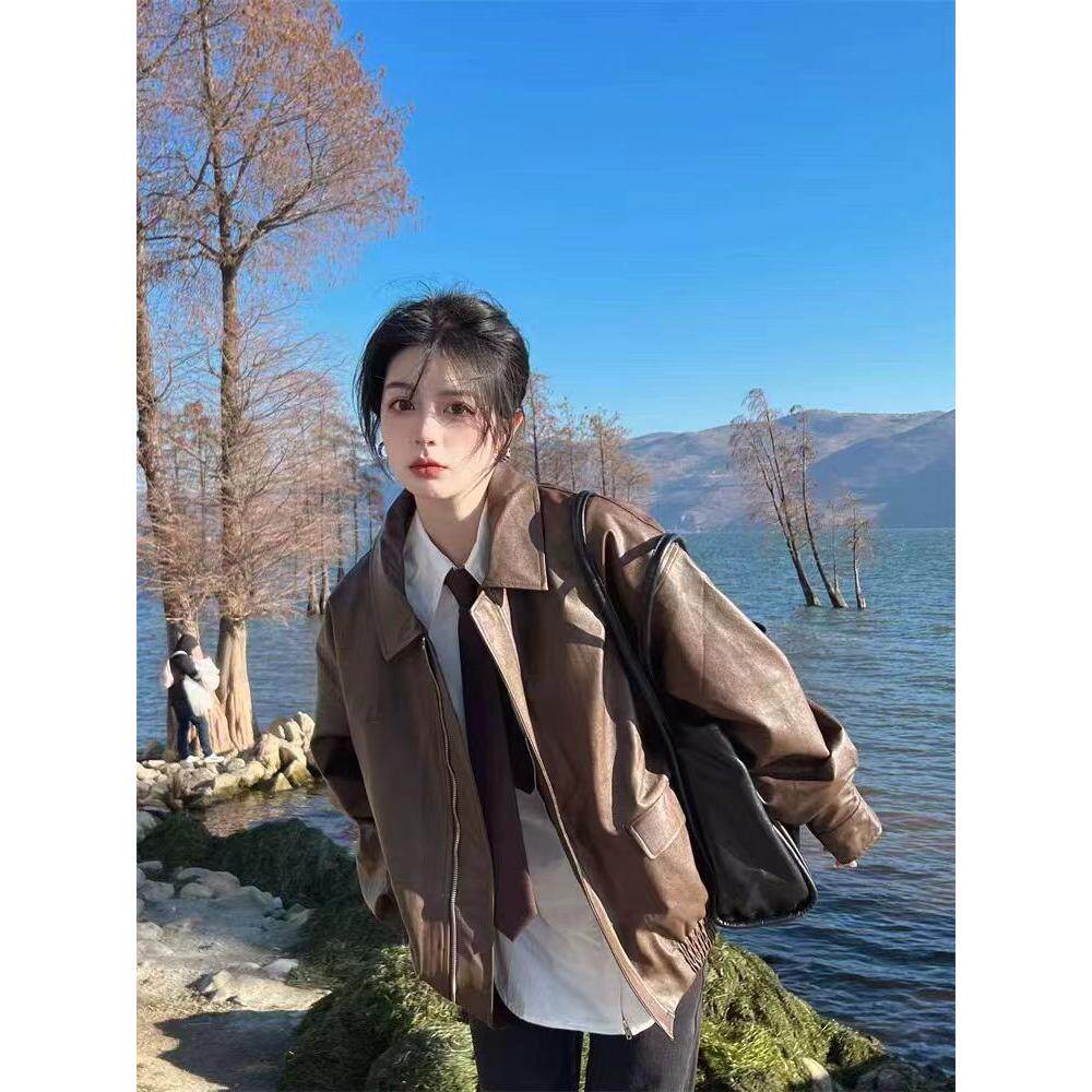皮衣外套女款2025新款春秋季今年流行机车短款黑色夹克小个子