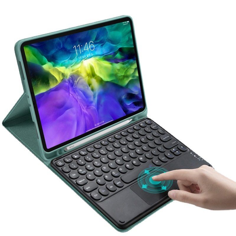 适用ipad air4触控蓝牙键盘保护套圆键帽蓝牙键盘9.7硅胶笔槽皮套