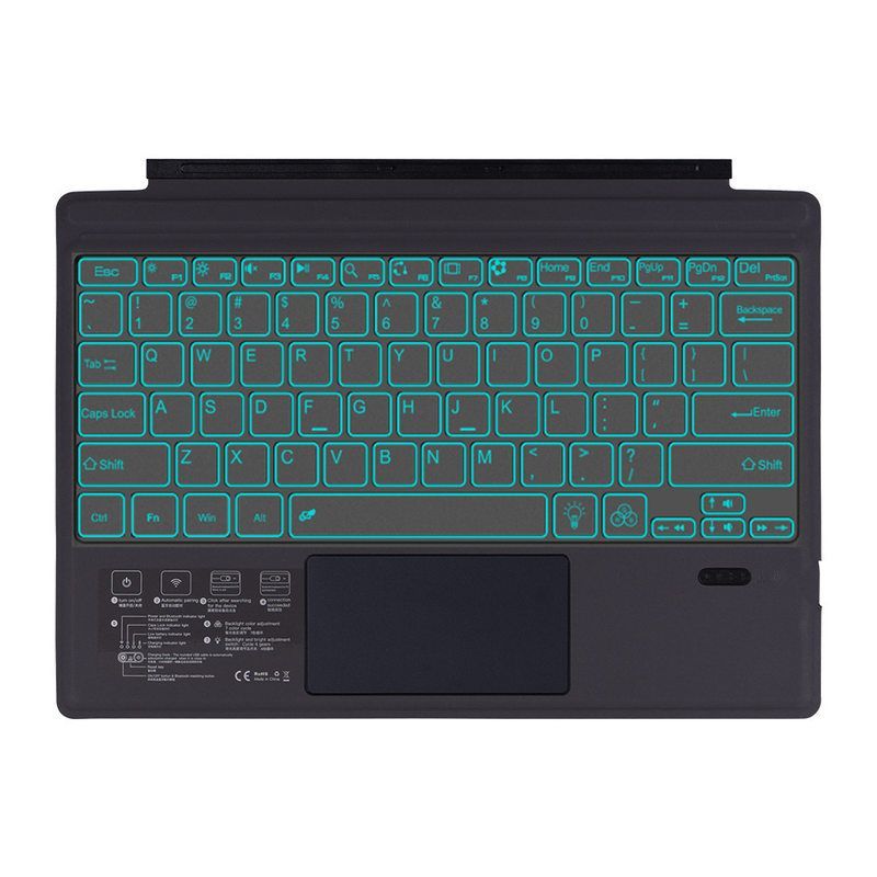 适用微软surface pro34567蓝牙键盘 pro2017七彩发光触摸蓝牙键盘