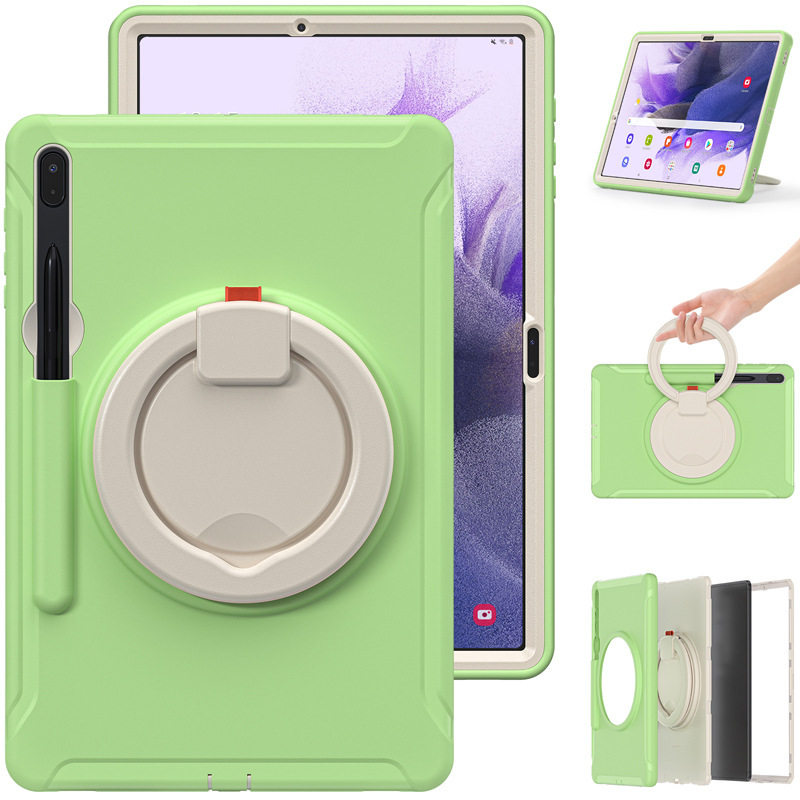 适用三星Tab S7 S8硅胶防摔平板套PC手环旋转支架S7Plus保护壳