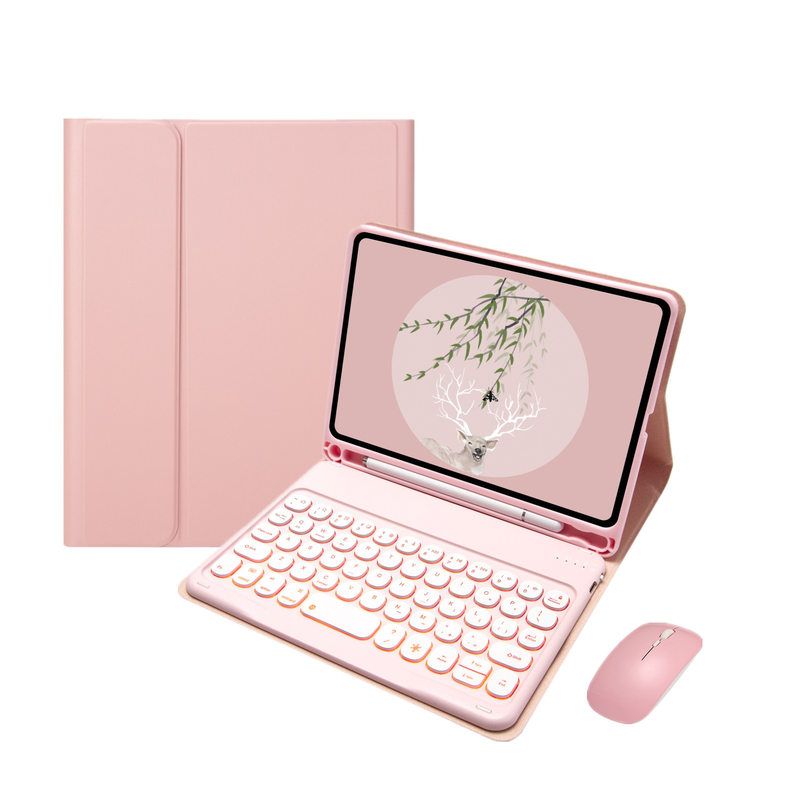 适用iPad Mini6 5 4 3 2 1保护套圆帽七彩背光蓝牙键盘皮套防摔壳