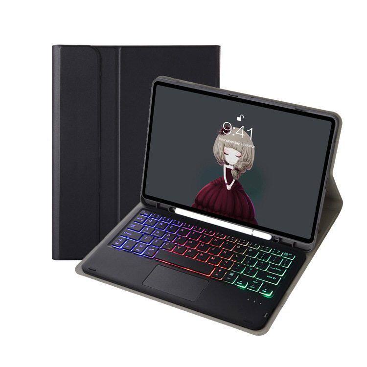 适用三星A8三色背光触控键盘保护套S8+平板 S7FE蓝牙键盘S6lite壳